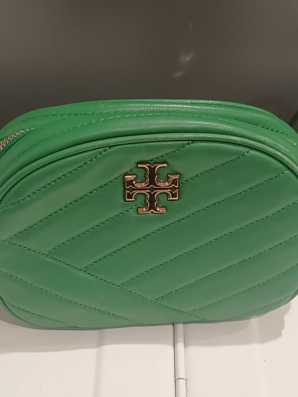 Tory Burch Emerald Green Quilted Leather Crossbody